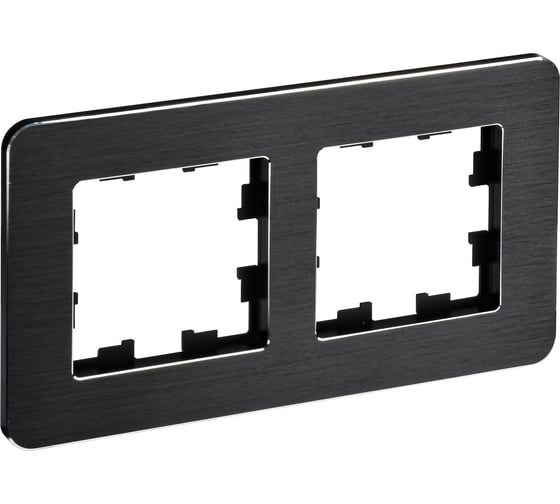 2-местная рамка IEK Brite ру-2-1-бр металл черный re al BR-M22-M-21-K02