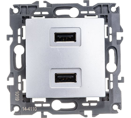 Зарядное устройство USB ЭРА 14-4110-03 230В/5В-2100мА, IP20, Elegance, алюминий Б0034360