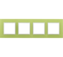 Рамка ЭРА 14-5104-26 на 4 поста, стекло, Elegance, лайм+белый Б0034534
