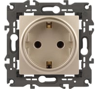 Розетка ЭРА Elegance 2P+E Schuko, 16A-250В, IP20, шампань 14-2101-04 Б0034268