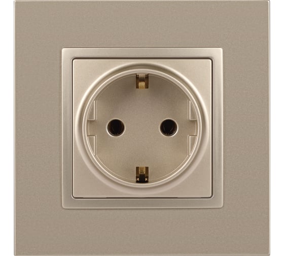 Розетка ЭРА Elegance 2P+E Schuko, 16A-250В, IP20, шампань 14-2101-04 Б0034268