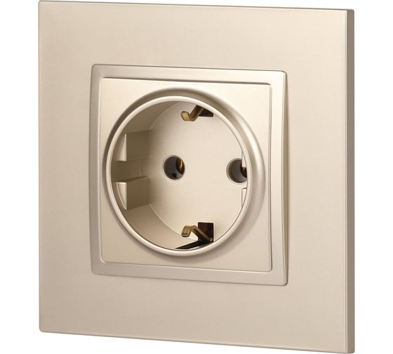 Розетка ЭРА Elegance 2P+E Schuko, 16A-250В, IP20, шампань 14-2101-04 Б0034268