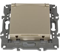 Розетка со шторками с крышкой ЭРА Elegance 2P+E Schuko, 16A-250В, IP20, шампань 14-2103-04 Б0034281