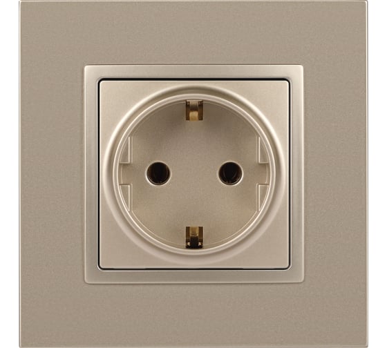 Розетка со шторками ЭРА Elegance 2P+E Schuko, 16A-250В, IP20, шампань 14-2102-04 Б0034275