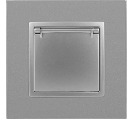 Розетка со штор. с крышкой ЭРА Elegance 2P+E Schuko, 16A-250В, IP20, алюминий 14-2103-03 Б0034280