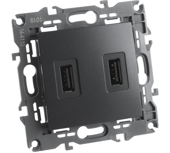Зарядное устройство USB ЭРА 14-4110-05 230В/5В-2100мА, IP20, Elegance, антрацит Б0034373