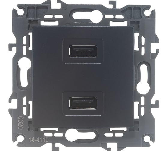 Зарядное устройство USB ЭРА 14-4110-05 230В/5В-2100мА, IP20, Elegance, антрацит Б0034373