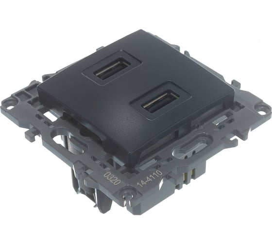 Зарядное устройство USB ЭРА 14-4110-05 230В/5В-2100мА, IP20, Elegance, антрацит Б0034373