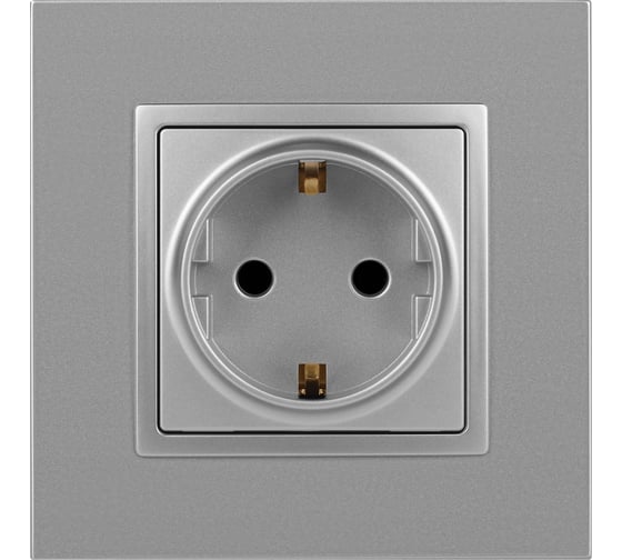 Розетка ЭРА Elegance 2P+E Schuko, 16A-250В, IP20, алюминий 14-2101-03 Б0034266