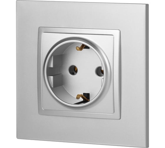 Розетка ЭРА Elegance 2P+E Schuko, 16A-250В, IP20, алюминий 14-2101-03 Б0034266