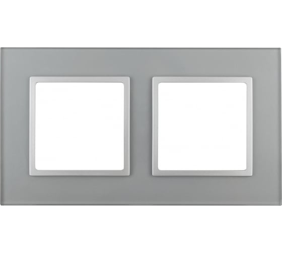 Рамка ЭРА 14-5102-03 на 2 поста, стекло, Elegance, алюминий+алюминий Б0034490