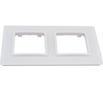 Рамка ЭРА 14-5102-01 на 2 поста, стекло, Elegance, белый+белый Б0034488