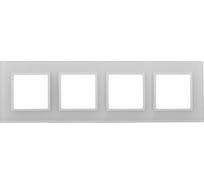 Рамка ЭРА 14-5104-01 на 4 поста, стекло, Elegance, белый+белый Б0034524
