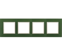 Рамка ЭРА 14-5104-27 на 4 поста, стекло, Elegance, зелёный+слоновая кость Б0034535