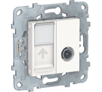 Механизм розетки TV одиночная + компьютерная RJ45 Systeme Electric UNICA категории 6, UTP, белая NU547018