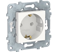 Механизм розетки Systeme Electric UNICA без защитных шторок, с заземлением, винтовые зажимы 16А 250В белая NU503618