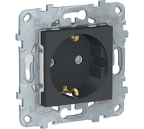 Механизм розетки Systeme Electric UNICA защитные шторки, с заземлением, винтовые зажимы 16А 250В антрацит NU503754