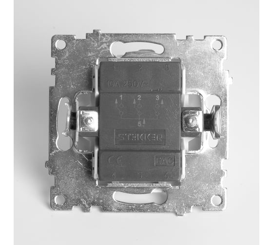 3-клавишный выключатель (механизм) STEKKER GLS10-7108-01 250В, 10А, серия Катрин, белый, 49171