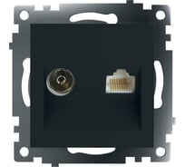 Механизм TV + компьютерной RJ-45 розетки STEKKER GLS00-7106-05 серия Катрин, черный 49182 28528844