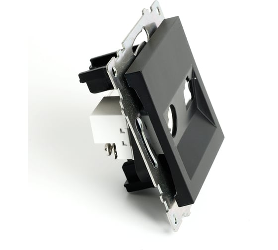 Механизм TV + компьютерной RJ-45 розетки STEKKER GLS00-7106-05 серия Катрин, черный 49182