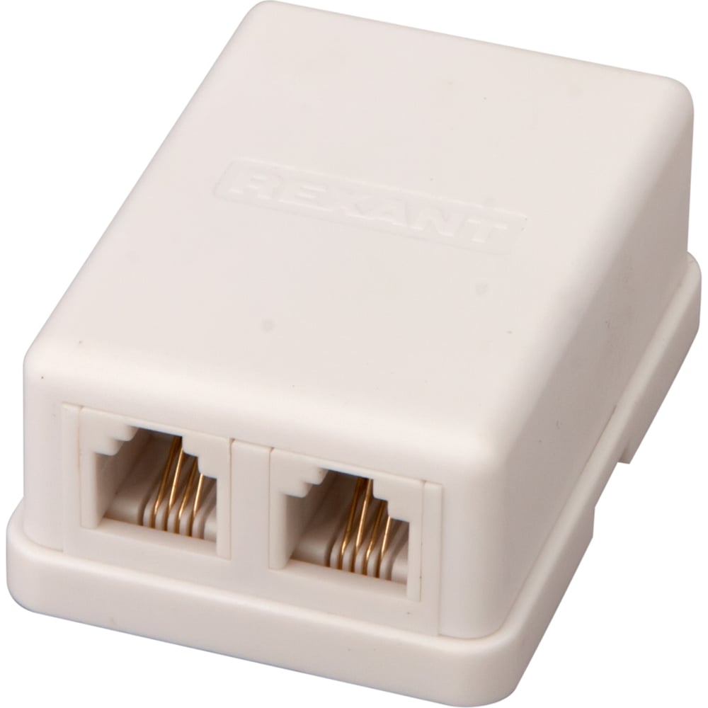 Телефонная розетка Rexant 2 порта UTP, RJ-14 (6P4C), CAT 3, внешняя 03 ...