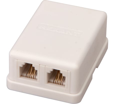 Телефонная розетка Rexant 2 порта UTP, RJ-14 (6P4C), CAT 3, внешняя 03-0002