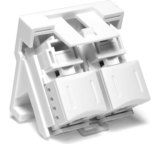 Розетка TWT Mosaic 45x45 2xRJ-45 Cat.5e, со шторкой, белая TWT-SIP-2RJ45-WH