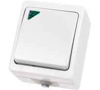 Выключатель белый 1-клавишный с подсветкой открытой установки TDM ELECTRIC IP54 10А, серия "Вуокса" SQ1803-1004