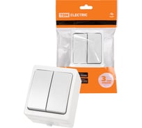 2 клавишный выключатель TDM открытой установки IP54 10А белый "Вуокса" SQ1803-1002