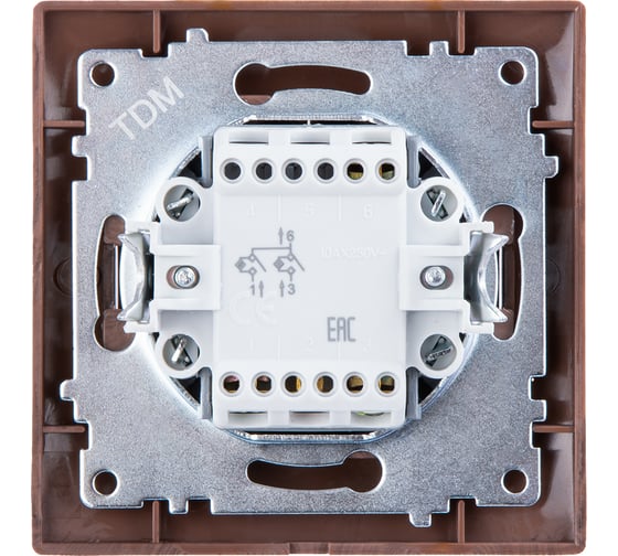 2 клавишный выключатель TDM ELECTRIC с подсветкой 10А венге Лама SQ1815-0405