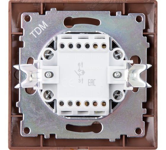 1 клавишный выключатель TDM с подсветкой 10А венге Лама SQ1815-0404
