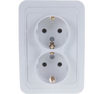 Двойная розетка с заземлением EKF Лондон 16А белая EER16-128-10