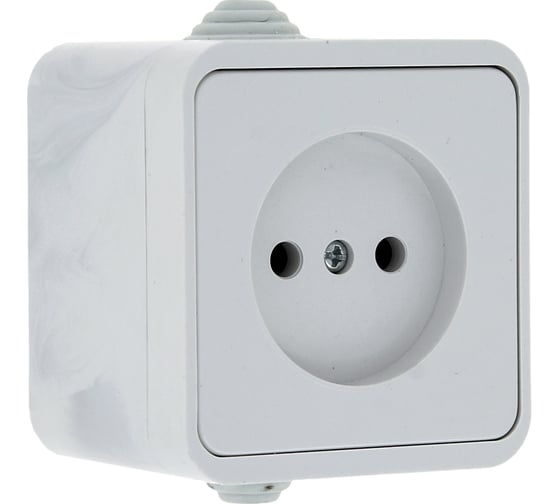 Розетка EKF Прага 10А без заземления IP44 белая EKR10-022-10-44