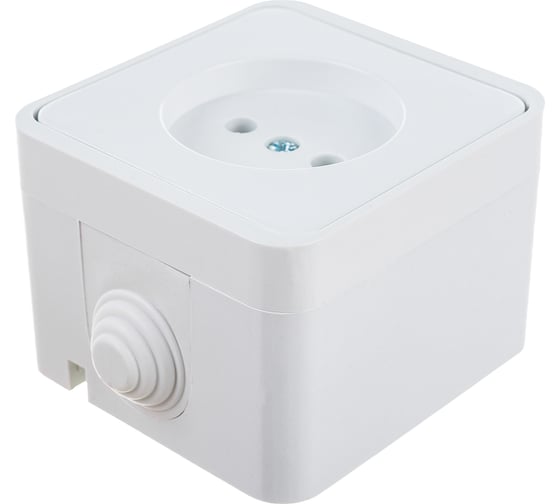 Розетка EKF Прага 10А без заземления IP44 белая EKR10-022-10-44
