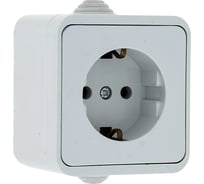 Розетка EKF Прага 16А с заземлением IP44 белая EKR16-028-10-44