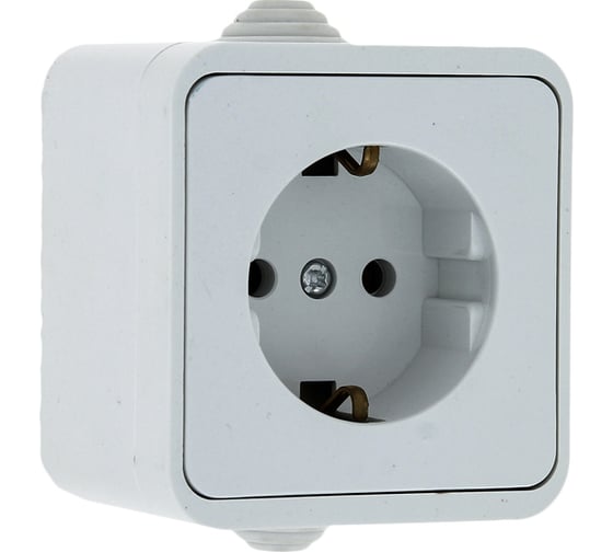 Розетка EKF Прага 16А с заземлением IP44 белая EKR16-028-10-44 1