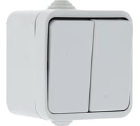 Двухклавишный выключатель EKF Прага 10А IP44 белый EKV10-023-10-44