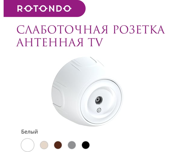 Накладная розетка OneKeyElectro (наружная) антенная TV Rotondo, цвет белый 7700881