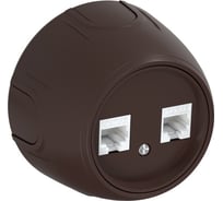Накладная розетка OneKeyElectro (наружная) двойная компьютерная RJ45 кат.5e Rotondo, цвет коричневый 7700893