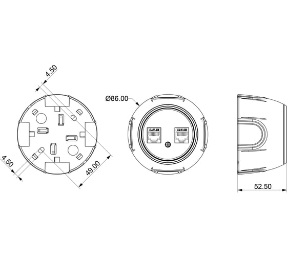 Накладная розетка OneKeyElectro (наружная) двойная компьютерная RJ45 кат.5e Rotondo, цвет белый 7700891