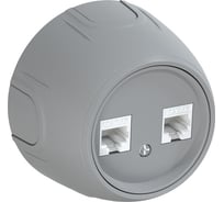 Накладная розетка OneKeyElectro (наружная) двойная компьютерная RJ45 кат.5e Rotondo, цвет серый 7700894
