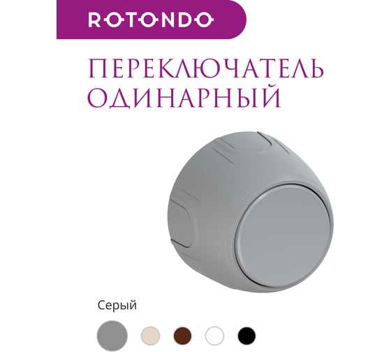 Одинарный накладной (наружный) переключатель OneKeyElectro Rotondo цвет серый 7700954