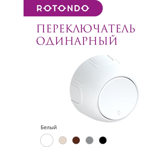 Накладной переключатель OneKeyElectro (наружный) одинарный Rotondo , цвет белый. 7700951