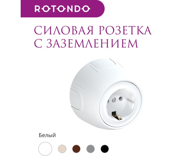 Накладная розетка OneKeyElectro (наружная) с заземлением Rotondo , винтовые контакты, цвет белый. 7700871