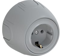 Накладная розетка OneKeyElectro (наружная) с заземлением Rotondo , винтовые контакты, цвет серый. 7700874