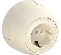 Накладная розетка OneKeyElectro (наружная) с заземлением Rotondo , защитные шторки, винтовые контакты, цвет бежевый. 7700877