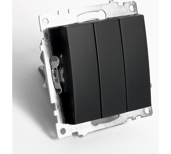 3-клавишный выключатель STEKKER (механизм), gls10-7108-05, 250v, 10а, серия катрин, черный, 49172