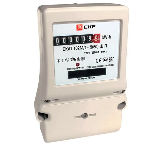 Счетчик электрической энергии EKF PROxima СКАТ, 102М/1 - 5 60 Ш П, SQ 10204P