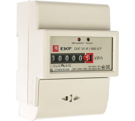 Однофазный счетчик электроэнергии EKF однотарифный СКАТ 101М/1-3 Ш Р1 60/5 Т1 D 220В ОУ 10103Р
