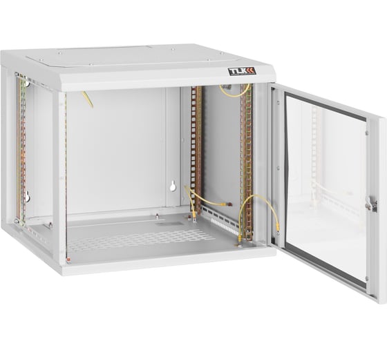 Настенный шкаф TLK 19, 12U, стеклянная дверь, серый TWC-125350-G-W-GY
